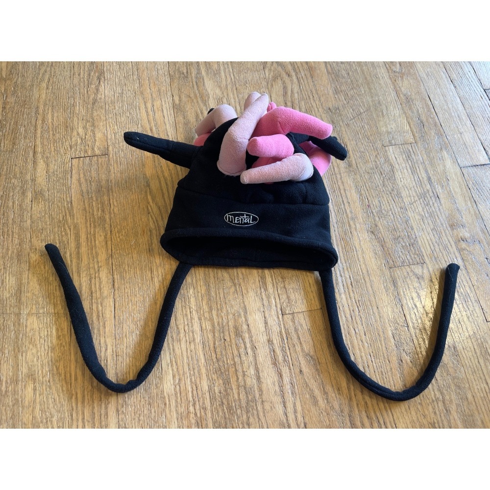 Mental Gear Funky Fleece Youth Beanie Hat Black‎ Pink Jester Monster Horns